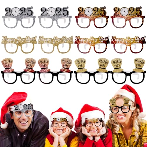 12 Stück 2025 Happy New Year Brillen, Silvester Party Brillen, 2025 Silvester Party Supplies für Frauen Männer Jungen Mädchen 12 Stück 2025 Happy New Year Brillen, Silvester Party Brillen, 2025 Silvester Party Supplies für Frauen Männer Jungen Mädchen von Bomiclss