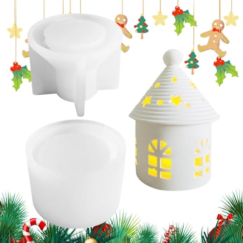 -Haus-Silikonform | Hausförmige Silikonform | Mongolische Jurte Kerzenständer Epoxidharzformen - Gipsformen Für Hochzeit, Heimtischdekoration, Gießformen von BommFu