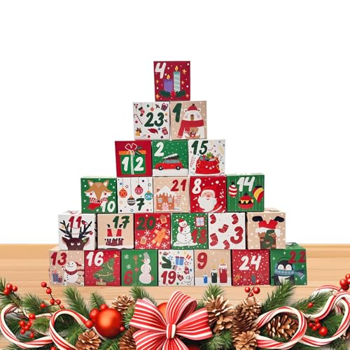 BommFu Adventskalender Box | 24 Tage Boxen Deko Für Weihnachtsfeiertage - Festliche Leere Organizer Box Für Festaktivitäten Kinder Mädchen BommFu Adventskalender Box | 24 Tage Boxen Deko Für Weihnachtsfeiertage - Festliche Leere Organizer Box Für Festaktivitäten Kinder Mädchen von BommFu
