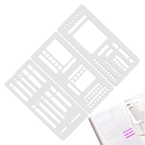 BommFu Journal Schablonen | Planner Stencil Set | Wiederverwendbare Schablonen Für Checklisten, Kästchen Und Linien, Kompatibel Mit Coil von BommFu