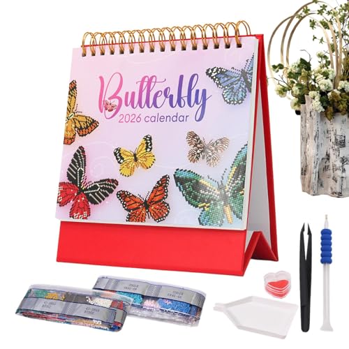 BommFu -Kunst Schreibtischkalender - Bastelsets Mit Monatskalender 2026 Für Schreibtisch - Monatlicher Planer Schreibtischdekoration für Anfänger Frauen Jugendliche Erwachsene Festtagsdekoration von BommFu