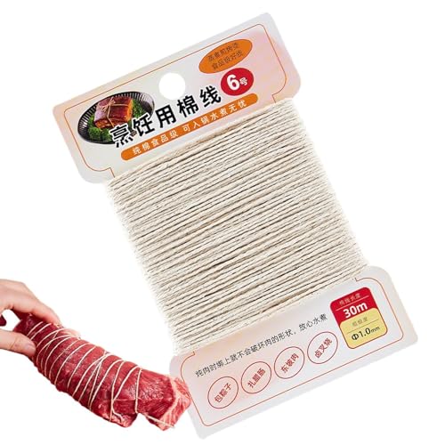 Küchengarn zum Kochen,Kochgarn für Fleisch | 98,43 Fuß lebensmittelechtes, hochfestes Kochse für die Küche | Baumwollschnur für den Garten, Küchenhelfer für Fleisch, Truthahn, Wurst, Braten, Küchengarn zum Kochen,Kochgarn für Fleisch | 98,43 Fuß lebensmittelechtes, hochfestes Kochse für die Küche | Baumwollschnur für den Garten, Küchenhelfer für Fleisch, Truthahn, Wurst, Braten, von BommFu