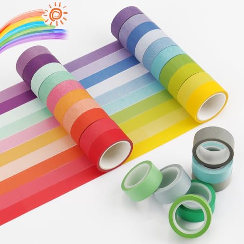 Bomtop Washi Tape, 27 Rollen Washi Tape Set, Washi Tape Kinder, Regenbogen Masking Tape, Deko Klebeband, Klebeband Bunt für Heimwerker, Scrapbooking, Journaling, Bastelzubehör Kinder Bomtop Washi Tape, 27 Rollen Washi Tape Set, Washi Tape Kinder, Regenbogen Masking Tape, Deko Klebeband, Klebeband Bunt für Heimwerker, Scrapbooking, Journaling, Bastelzubehör Kinder von Bomtop