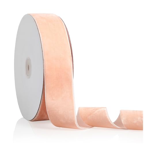 Samtband für Weihnachtsbaum, Kranz, Dekoration, handgefertigt, Ornamente, Geschenkverpackungen und Schleifen, 3,8 cm x 20 m, pfirsichfarben Samtband für Weihnachtsbaum, Kranz, Dekoration, handgefertigt, Ornamente, Geschenkverpackungen und Schleifen, 3,8 cm x 20 m, pfirsichfarben von Bomybaw