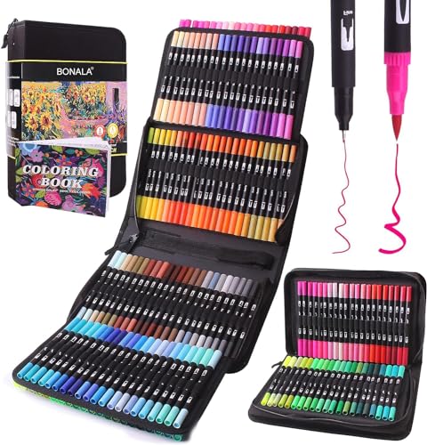 Bonala Brush Pen Set, 132 Doppelspitze Pinselstifte Filzstifte für Erwachsene für Kalligraphie Malen, Skizzieren, Malen für Erwachsene – Geschenk für Kinder Bonala Brush Pen Set, 132 Doppelspitze Pinselstifte Filzstifte für Erwachsene für Kalligraphie Malen, Skizzieren, Malen für Erwachsene – Geschenk für Kinder von Bonala