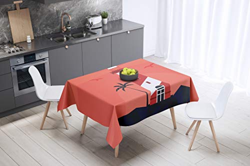 Le Jardin du Lin Kitchen Decoration, Tablecloth, 140cm x 140cm - Designed and Manufactured in Turkey von Bonamaison