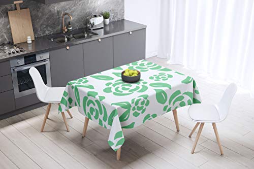 Le Jardin du Lin Küchendekoration, Tischdecke, Benzingrün, Weiß, 140 x 140 Cm - Entworfen und hergestellt in der Türkei von Le Jardin du Lin