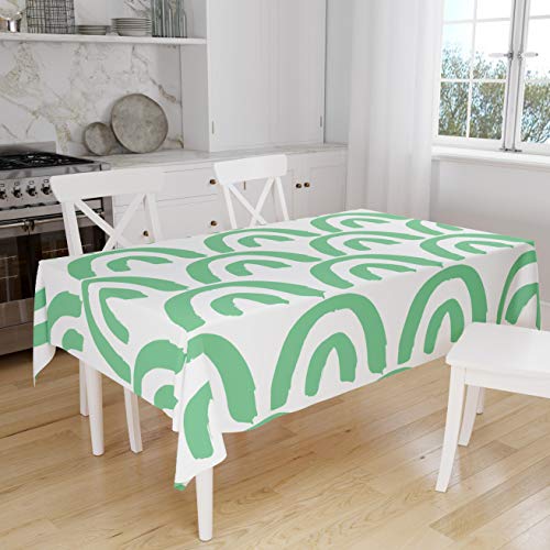 Le Jardin du Lin Küchendekoration, Tischdecke, Benzingrün, Weiß, 140 x 160 Cm - Entworfen und hergestellt in der Türkei von Bonamaison