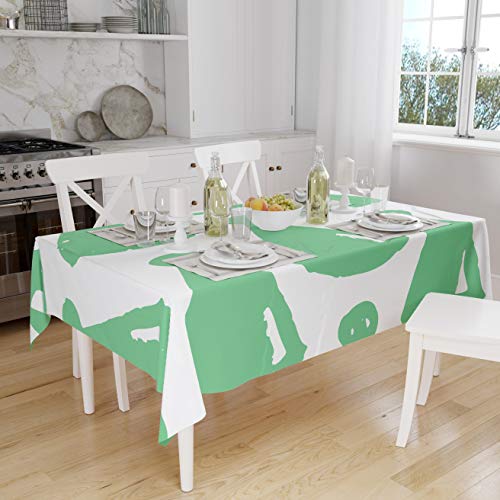 Bonamaison Küchendekoration, Tischdecke, Benzingrün, Weiß, 140 x 160 cm - Entworfen und hergestellt in der Türkei von Bonamaison