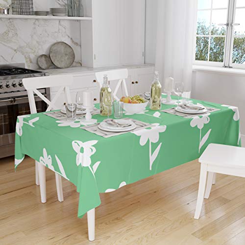 Le Jardin du Lin Küchendekoration, Tischdecke, Benzingrün, Weiß, 140 x 160 Cm - Entworfen und hergestellt in der Türkei von Le Jardin du Lin