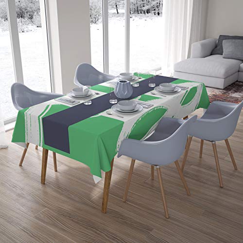 Bonamaison Küchendekoration, Tischdecke, Benzingrün, Weiß, 140 x 200 cm - Entworfen und hergestellt in der Türkei von Bonamaison