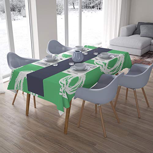 Le Jardin du Lin Küchendekoration, Tischdecke, Benzingrün, Weiß, 140 x 200 Cm - Entworfen und hergestellt in der Türkei von Bonamaison