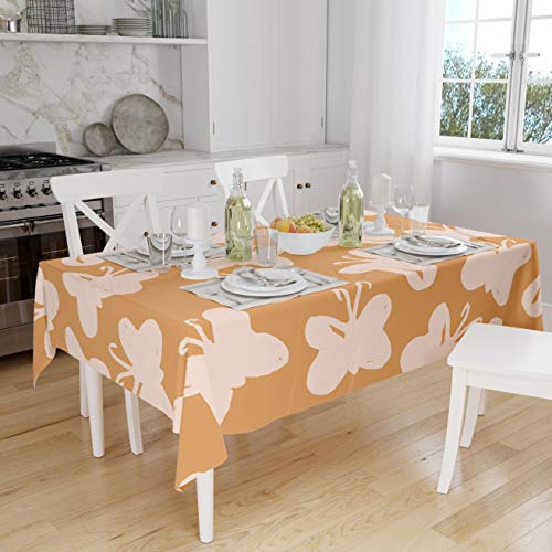 Bonamaison Küchendekoration, Tischdecke, Orange, Nicht-gerade Weiss, 140 x 160 cm - Entworfen und hergestellt in der Türkei von Bonamaison