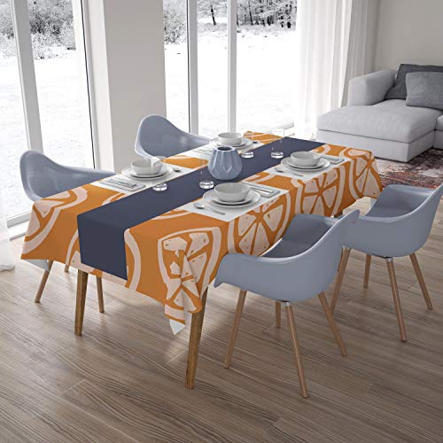 Le Jardin du Lin Küchendekoration, Tischdecke, Orange, nicht-gerade weiss, 140 x 200 Cm - Entworfen und hergestellt in der Türkei von Bonamaison