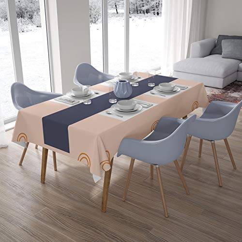 Bonamaison Küchendekoration, Tischdecke, Orange, Nicht-gerade Weiss, 140 x 200 cm - Entworfen und hergestellt in der Türkei von Bonamaison