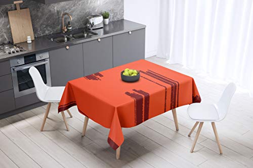 Le Jardin du Lin Küchendekoration, Tischdecke, Orange Bordeaux, 140 x 140 Cm - Entworfen und hergestellt in der Türkei von Bonamaison