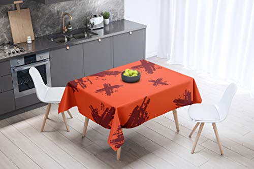 Le Jardin du Lin Küchendekoration, Tischdecke, Orange Bordeaux, 140 x 140 Cm - Entworfen und hergestellt in der Türkei von Bonamaison