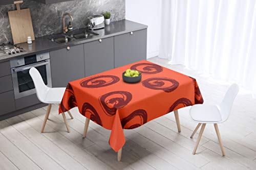 Le Jardin du Lin Küchendekoration, Tischdecke, Orange Bordeaux, 140 x 140 Cm - Entworfen und hergestellt in der Türkei von Bonamaison