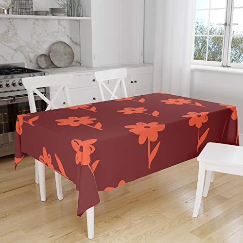 Le Jardin du Lin Küchendekoration, Tischdecke, Orange Bordeaux, 140 x 160 Cm - Entworfen und hergestellt in der Türkei von Bonamaison