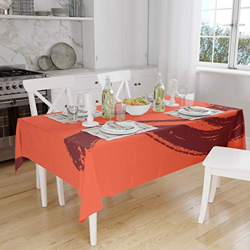 Le Jardin du Lin Küchendekoration, Tischdecke, Orange Bordeaux, 140 x 160 Cm - Entworfen und hergestellt in der Türkei von Bonamaison
