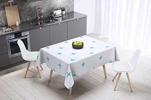 Bonamaison Küchendekoration, Tischdecke, Türkis, Weiß, 140 x 140 cm - Entworfen und hergestellt in der Türkei Bonamaison Küchendekoration, Tischdecke, Türkis, Weiß, 140 x 140 cm - Entworfen und hergestellt in der Türkei von Bonamaison