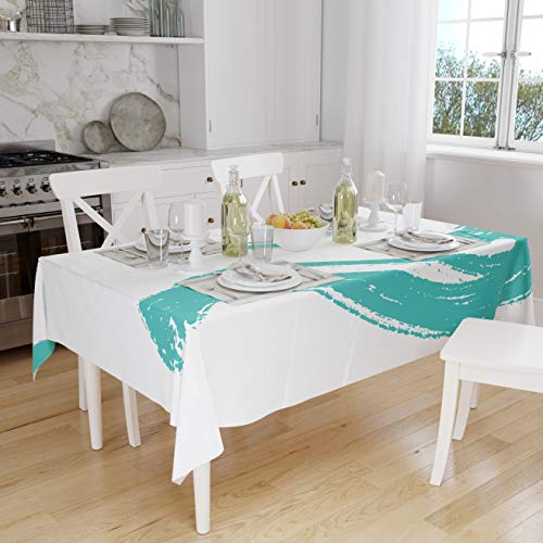 Le Jardin du Lin Küchendekoration, Tischdecke, Türkis, Weiß, 140 x 160 Cm - Entworfen und hergestellt in der Türkei von Le Jardin du Lin