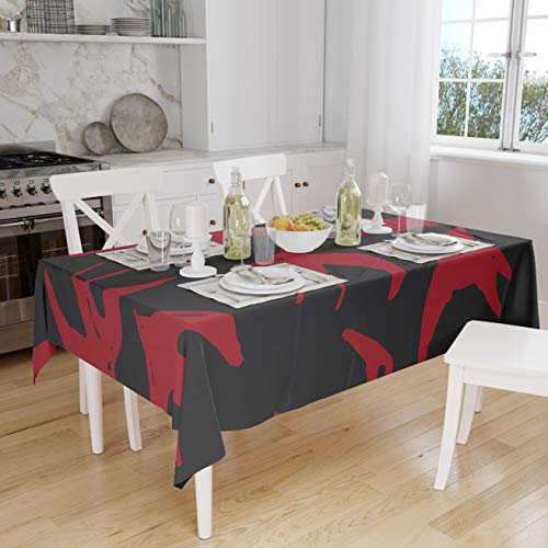 Le Jardin du Lin Küchendekoration, Tischdecke, rot schwarz, 140 x 160 Cm - Entworfen und hergestellt in der Türkei von Bonamaison