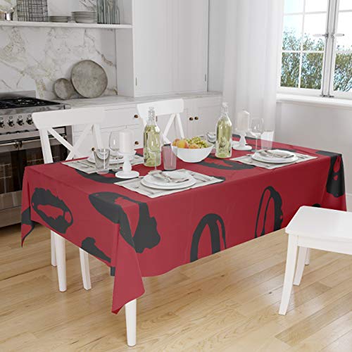 Le Jardin du Lin Küchendekoration, Tischdecke, rot schwarz, 140 x 160 Cm - Entworfen und hergestellt in der Türkei von Bonamaison