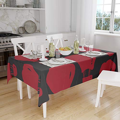 Le Jardin du Lin Küchendekoration, Tischdecke, rot schwarz, 140 x 160 Cm - Entworfen und hergestellt in der Türkei von Le Jardin du Lin