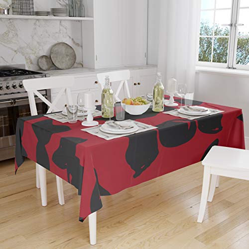 Bonamaison Küchendekoration, Tischdecke, rot schwarz, 140 x 160 cm - Entworfen und hergestellt in der Türkei von Bonamaison
