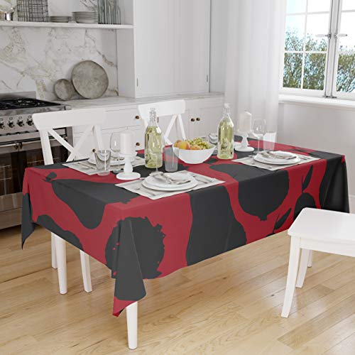 Le Jardin du Lin Küchendekoration, Tischdecke, rot schwarz, 140 x 160 Cm - Entworfen und hergestellt in der Türkei von Bonamaison