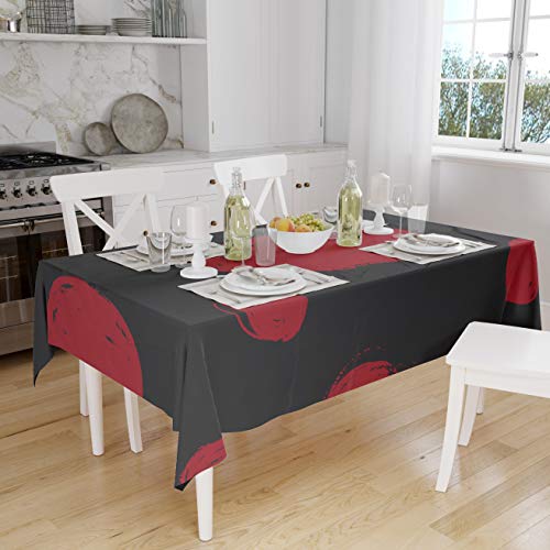 Le Jardin du Lin Küchendekoration, Tischdecke, rot schwarz, 140 x 160 Cm - Entworfen und hergestellt in der Türkei von Bonamaison