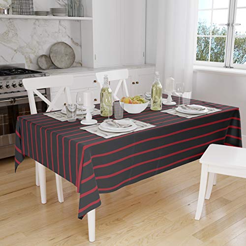 Le Jardin du Lin Küchendekoration, Tischdecke, rot schwarz, 140 x 160 Cm - Entworfen und hergestellt in der Türkei von Bonamaison