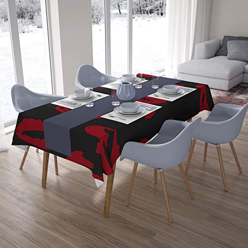 Le Jardin du Lin Küchendekoration, Tischdecke, rot schwarz, 140 x 200 Cm - Entworfen und hergestellt in der Türkei von Bonamaison
