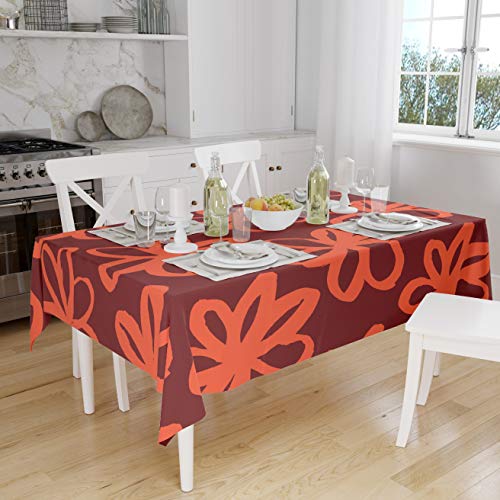 Le Jardin du Lin Küchendekoration, Tischdecke, Orange Bordeaux, 140 x 160 Cm - Entworfen und hergestellt in der Türkei von Bonamaison