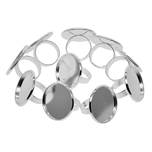 Bonarty 10x Einstellbare Ringrohlinge Fassungen DIY Schmuck für Cabochons 25mm - Weißes Goldenes Bonarty 10x Einstellbare Ringrohlinge Fassungen DIY Schmuck für Cabochons 25mm - Weißes Goldenes von Bonarty