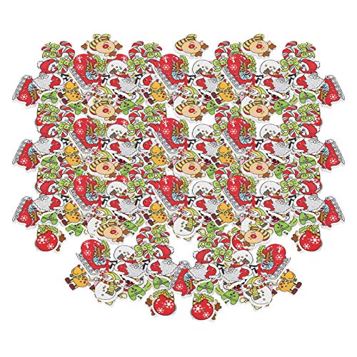 Bonbela 200pcs Weihnachtsholz -Plattback -Knöpfe Nähknöpfe Bastelknöpfe mit 2 Löchern für DIY -Handwerks Weihnachtsdekorationen Geschenke von Bonbela