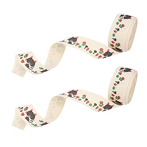 Bonbela 2pcs Bedruckte Cartoon Geschenkbänder Wickelband Dekoratives Band für DIY Craft Weihnachten Hochzeitshaarbögen mit 4 Musteroptionen Polyester Baumwolle 5 Yards (Typ 3) von Bonbela