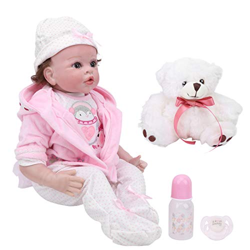 Bonbela 55cm Lebensechte Wieder Geborene Baby Puppe Realistische Puppe Mit Soft Touch Seidiges Haar 0-3 Monate Kleidung für Kinder Heim Dekoration Fotografie Prop von Bonbela