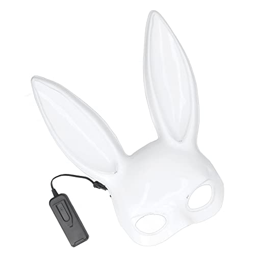 Bonbela Kaninchen -Maskerade -Maske Halbgesicht Rabbit Maske Weißer Plastik mit 3 Verstellbaren Leichten Zahnrädern für die Halloween -Party des Nachtclubs (mit fluoreszierendem grünem Licht) von Bonbela