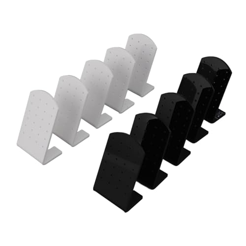 Bonbela Schmuck Showcase Ständer 10pcs 24 Loch Ohrringe Halter Organisator Acryl L -förmige Ohrnägel für Mädchen Schmuck Showcase Stand Feld Weiblich Schwarz und weiß von Bonbela