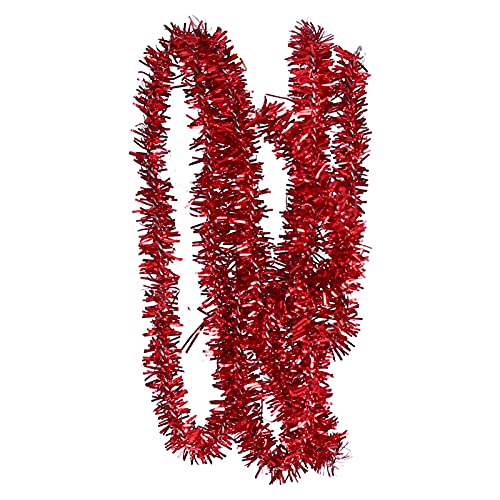 Bonbela Weihnachts -Lametta -Band Metallic Folienband Miniaturpuppenhaus Dekoration 45 Cm Bieger Drahtband für DIY -Handwerk mit Weichem Draht Im Inneren (Rot) von Bonbela