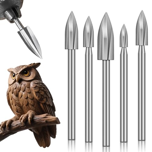 BondEron 5 Stück HSS Schnitzwerkzeuge Set mit 3mm Schaft, Präzisions Holzfräser für Dremel Rotationswerkzeuge, Holzbearbeitung Drechselbank Woodworking Tools Zubehör BondEron 5 Stück HSS Schnitzwerkzeuge Set mit 3mm Schaft, Präzisions Holzfräser für Dremel Rotationswerkzeuge, Holzbearbeitung Drechselbank Woodworking Tools Zubehör von BondEron
