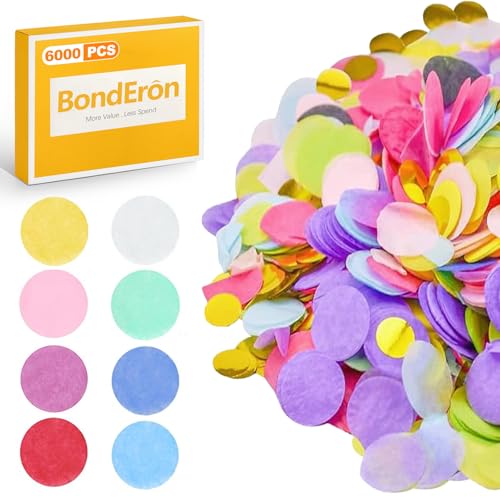 BondEron 6000 Stück Rundes Papier Konfetti Bunt Pastellfarben, Streudeko für Hochzeit Geburtstag Party Basteln, Deko Konfetti 50g BondEron 6000 Stück Rundes Papier Konfetti Bunt Pastellfarben, Streudeko für Hochzeit Geburtstag Party Basteln, Deko Konfetti 50g von BondEron