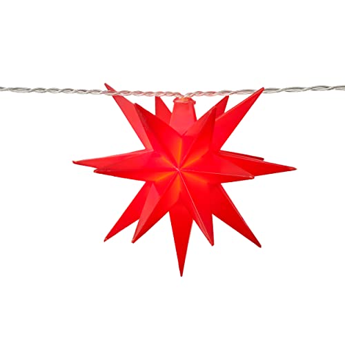 Bonetti 3D Leuchtstern inkl. warm-weißer LED Beleuchtung | für Innen und Außen geeignet | hängend | 7,5 m Zuleitung (rot, Stern-Lichterkette (batteriebetrieben)) von Bonetti