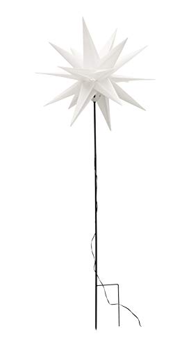 Bonetti 3D Leuchtstern inkl. warm-weißer LED Beleuchtung | für Innen und Außen geeignet | hängend | 7,5 m Zuleitung (weiß, ca. 57x44x48 cm mit Erdspieß (Netzstecker)) von Bonetti