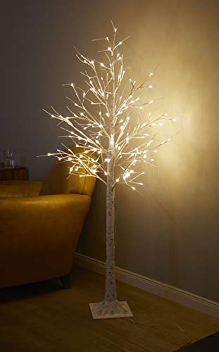 Bonetti LED Lichterbaum in Birkenbaum-Optik warm-weißen LED Lichtern, Timer, 10 Meter Zuleitung, Innen und Außen, weiß-schwarz (180 cm / 200 LEDs) von Bonetti