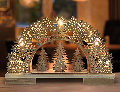 Bonetti LED Lichterbogen - Schwibbogen aus echtem Holz/mit 8 Led beleuchtet/warm-weiß/kabellos (Tannenbäumchen) von Bonetti