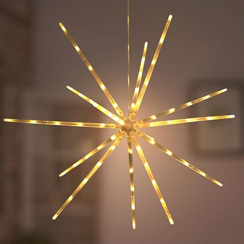 Bonetti LED Sternleuchte | 70 LED | warm-weiß | 6 Stunden Timer | batteriebetrieben | 8 Leuchtfunktionen | Aufhängevorrichtung | moderner 3D Leuchtstern – Weihnachtsstern von Bonetti