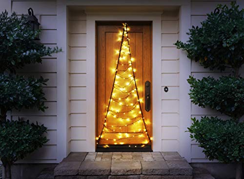 LED Lichtervorhang mit warm-weißer Beleuchtung, 120 LEDs, praktischer Timer, tolle Weihnachtsbeleuchtung für Innen & Außen, 75 x 210 cm, strombetrieben von Bonetti